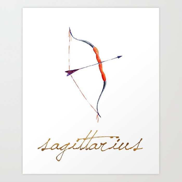 700x700 Watercolor Sagittarius Bow Amp Arrow Art Print By Missquoted Society6 - Sagittarius Watercolor