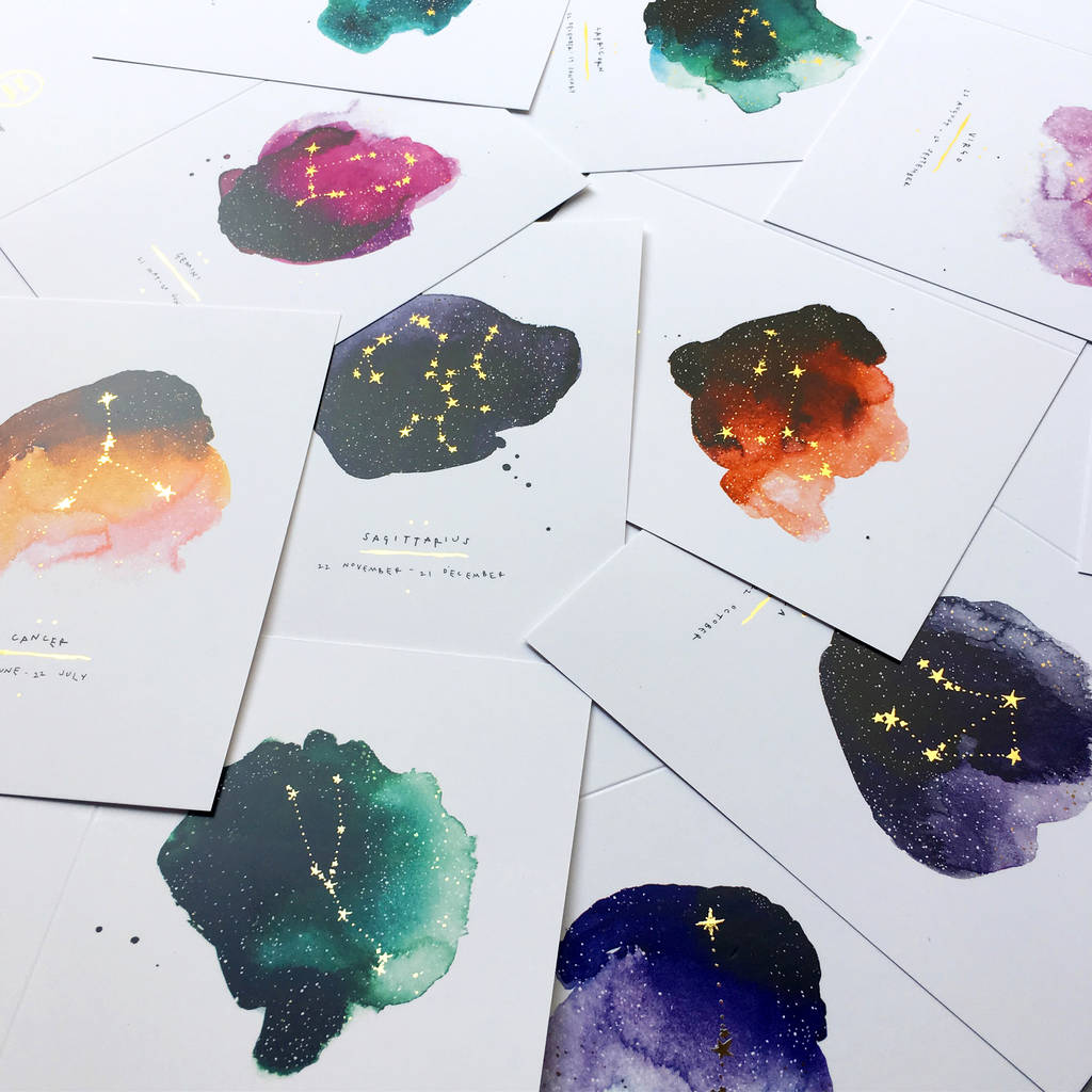 1024x1024 Birthday Card Sagittarius Zodiac Star Sign By Blank Inside - Sagittarius Watercolor