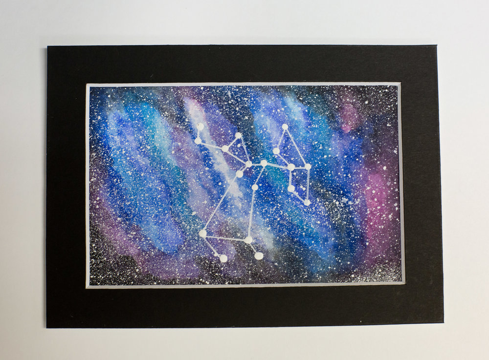 1000x737 Galaxy Watercolor Constellation Painting - Sagittarius Watercolor