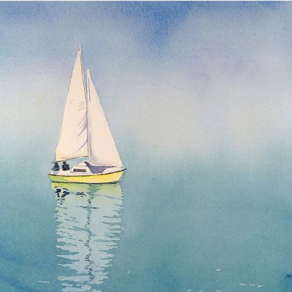 570x569 Sail Boat Art Watercolor Print Mothers Day By Watercolorbymuren - Sailboat Paintings Watercolor