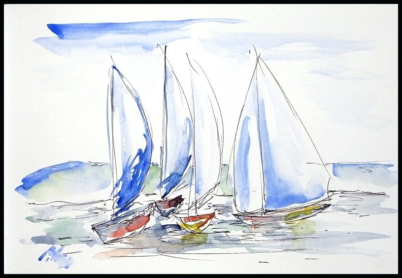 816x564 Sailboat Paintings Watercolor Sailboats Watercolor And Ink X - Sailboat Paintings Watercolor