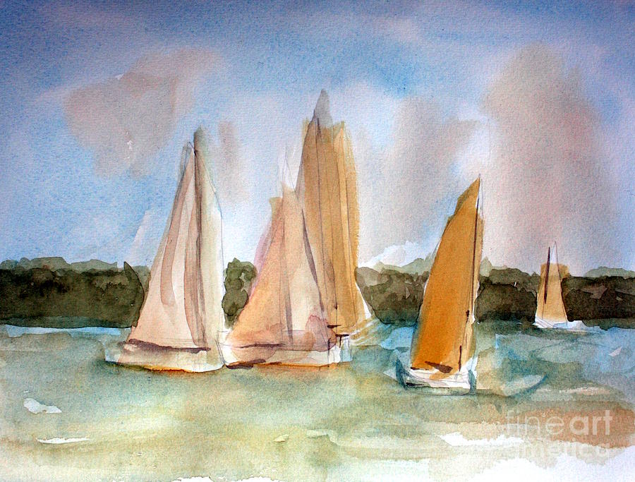 900x683 Sailing Painting By Julie Lueders - Sailboat Paintings Watercolor