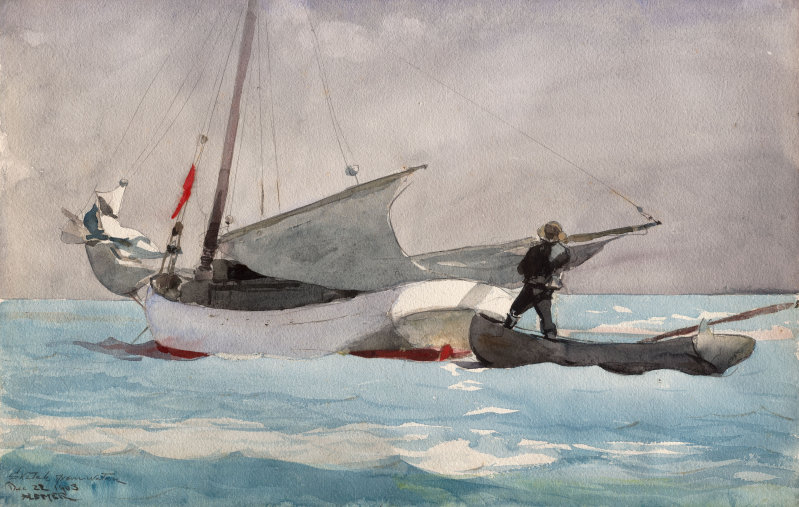 799x507 Stowing Sail The Art Institute Of Chicago - Sailboat Paintings Watercolor