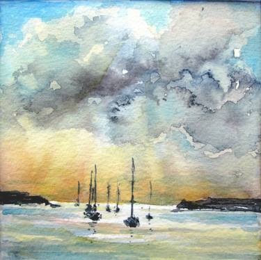 375x374 Original Realism Sailboat Watercolor Paintings For Sale Saatchi Art - Sailboat Watercolor