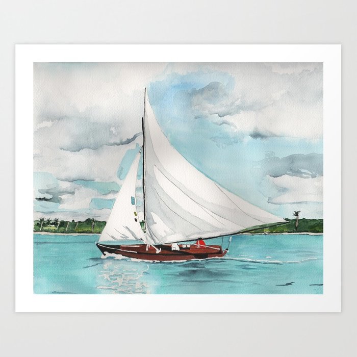 700x700 Sail Away Watercolor Painting Of Sailboat On Turquoise Waters Art - Sailboat Watercolor