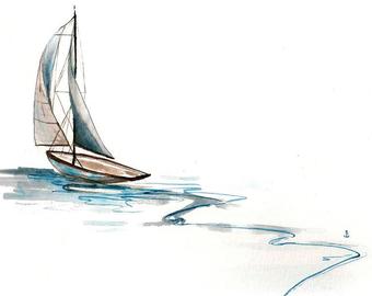 340x270 Sailboat Etsy - Sailboat Watercolor