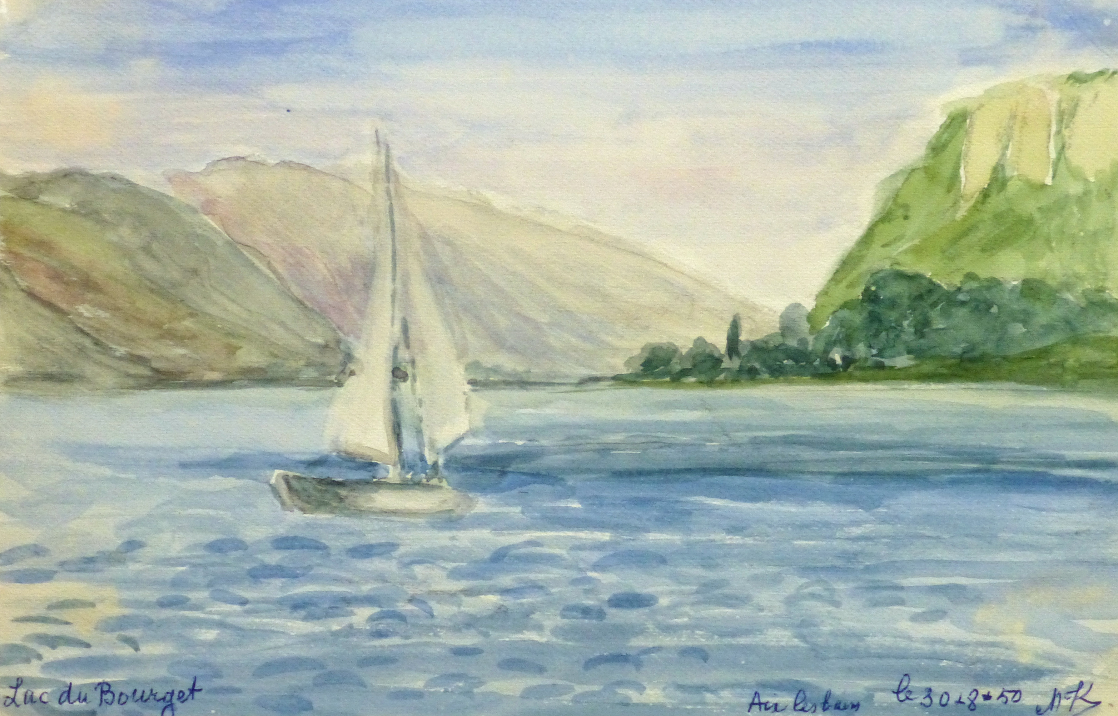 3579x2291 Watercolor Landscape - Sailboat Watercolor