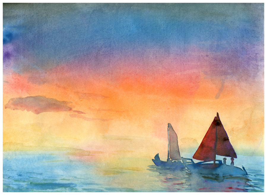 900x657 Watercolor Sailboat By Loomcomics - Sailboat Watercolor