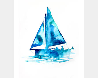 340x270 Watercolor Sailboat Etsy - Sailboat Watercolor