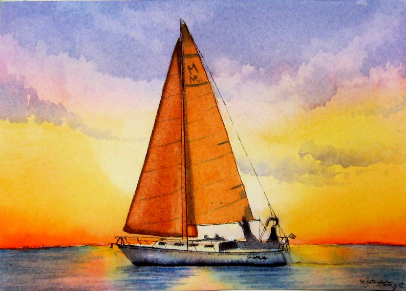 831x597 Sailboat - Sailboat Watercolor