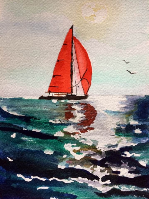 512x682 Corrinebaudinot - Sailboat Watercolor