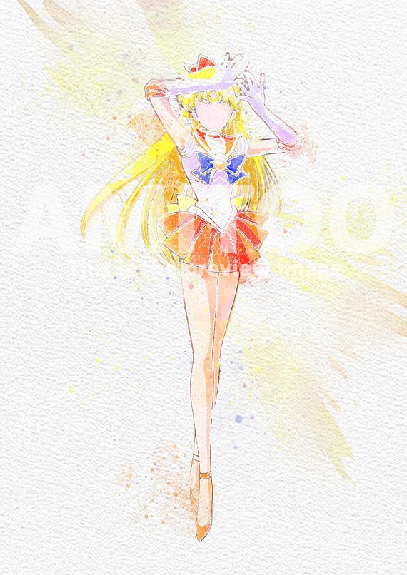 570x806 Sailor Moon Watercolor, Sailor Venus, Sailor Moon Print, Sailor - Sailor Moon Watercolor
