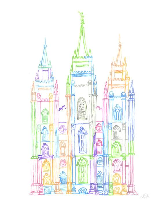 570x725 Salt Lake City, Utah Lds Temple Celeste C. Clark - Salt Lake Temple Watercolor