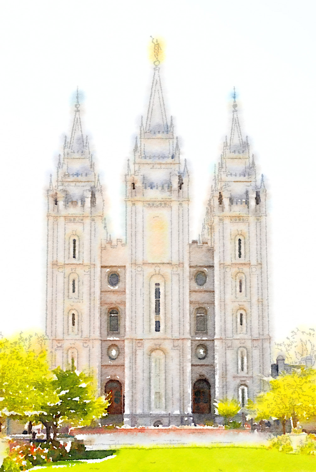1005x1500 Salt Lake City Temple Clip Art - Salt Lake Temple Watercolor
