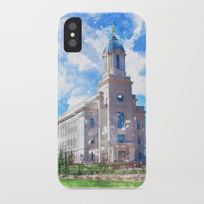 700x700 Cedar City Lds Temple Watercolor Iphone Case By Melodyrosemedia - Salt Lake Temple Watercolor