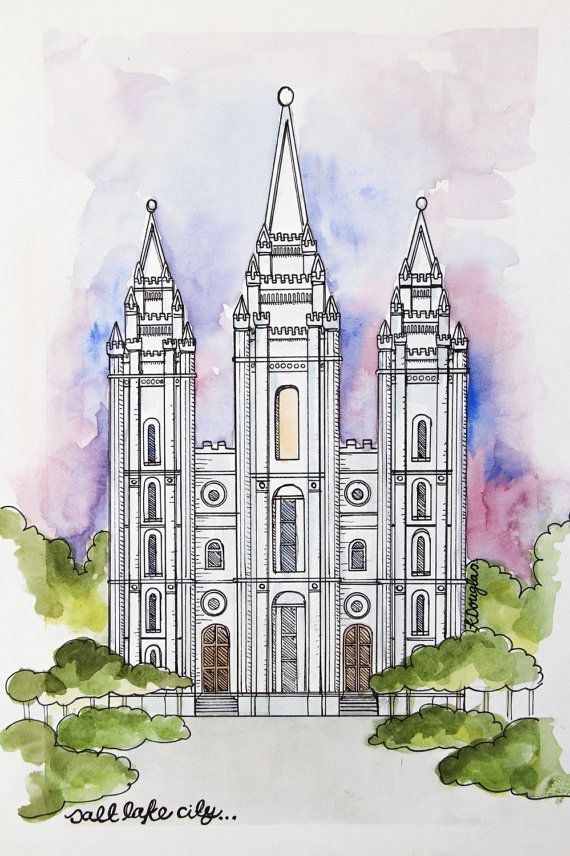 570x856 Salt Lake City Temple Watercolor Print By Kristindouglasart - Salt Lake Temple Watercolor