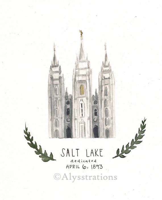570x703 Salt Lake Lds Temple Watercolor Original Painting By Alysstration - Salt Lake Temple Watercolor