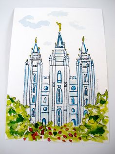 236x314 Salt Lake Temple Collage Digital Download Art - Salt Lake Temple Watercolor