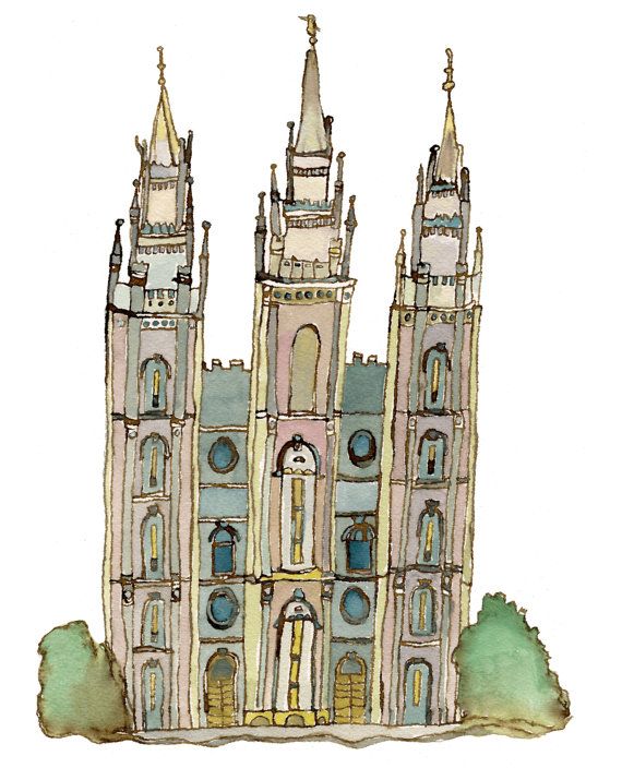 570x704 Salt Lake Temple Watercolor Master Bedroom Temple - Salt Lake Temple Watercolor