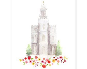 340x270 Temple Watercolor Etsy - Salt Lake Temple Watercolor