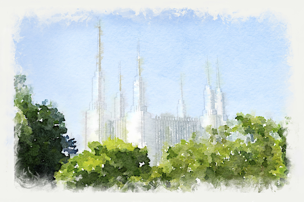 1000x667 Washington D.c. Temple - Salt Lake Temple Watercolor