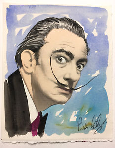 233x300 Salvador Dali, Original Portrait, Unique Watercolor , On Arches - Salvador Dali Watercolor