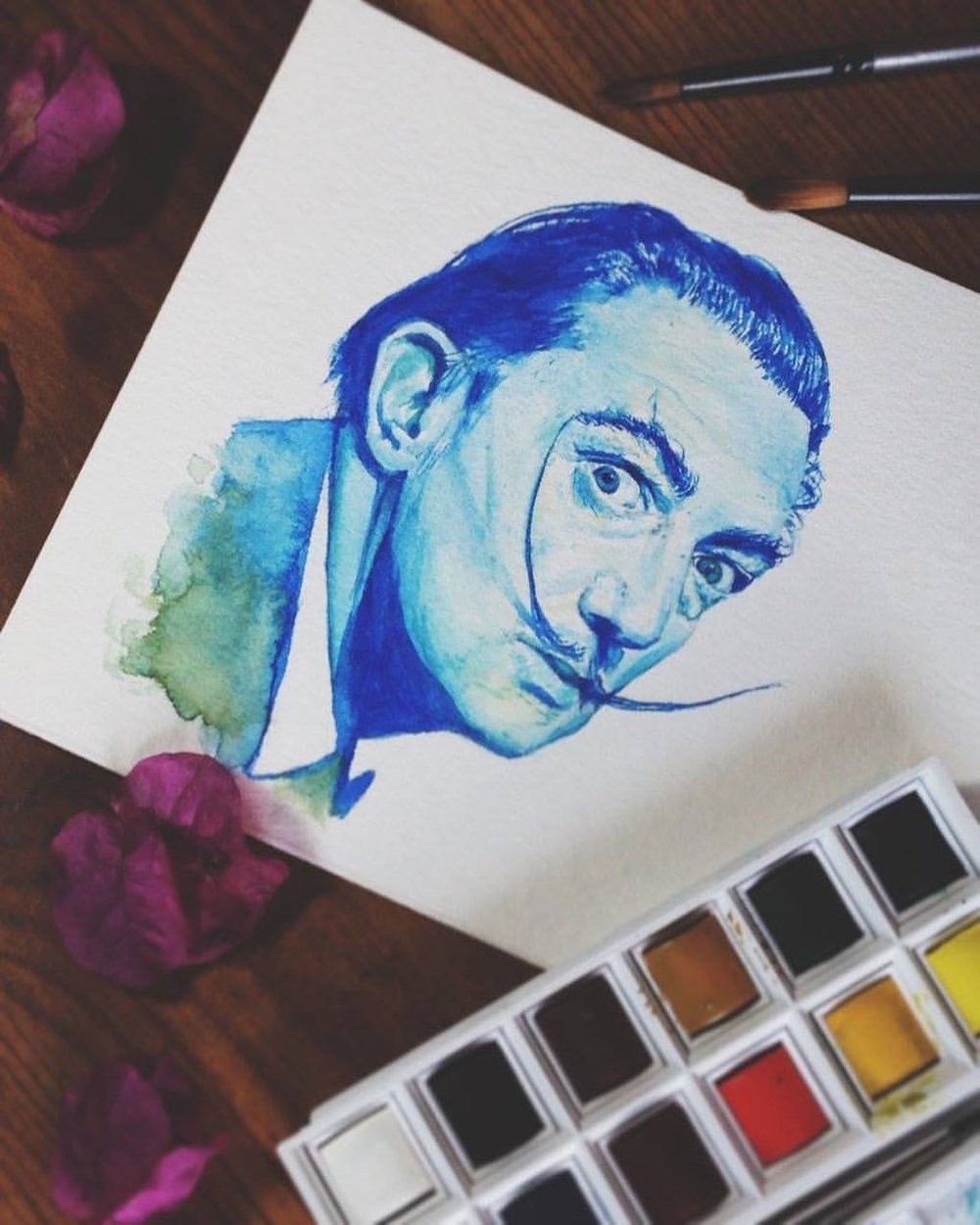 1000x1250 Salvador Dali Original Watercolor Painting Shumaker Art - Salvador Dali Watercolor