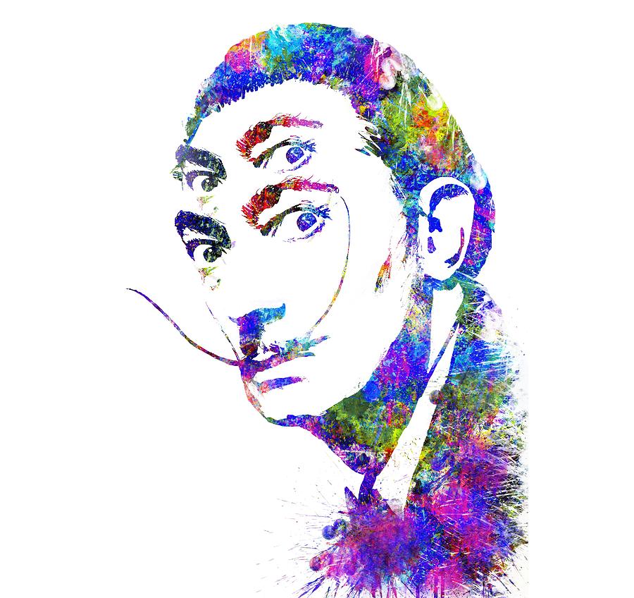 900x848 Salvador Dali Watercolor Digital Portrait Optic Illusion 2 - Salvador Dali Watercolor