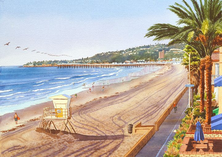720x511 Mission Beach San Diego - San Diego Watercolor