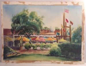 300x231 Bazaar Del Mundo 1976 Old Town San Diego Watercolor Signed Listed - San Diego Watercolor