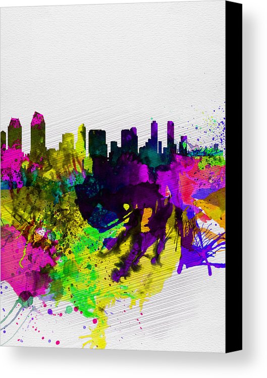 529x750 San Diego Watercolor Skyline Canvas Print Canvas Art By Naxart - San Diego Watercolor