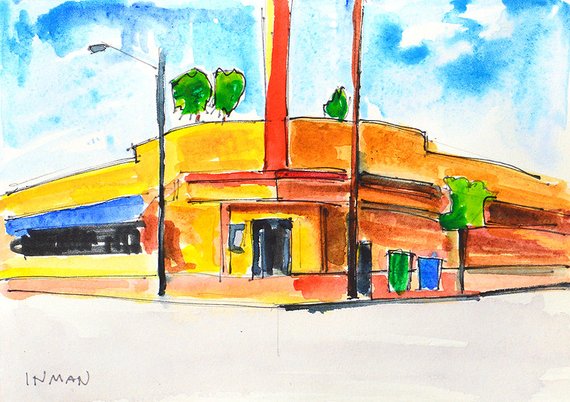 570x402 Hillcrest The Brass Rail San Diego Watercolor Painting Etsy - San Diego Watercolor