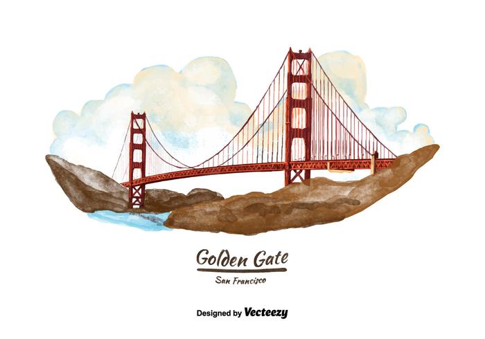 700x490 San Francisco Golden Gate Bridge Watercolor Vector - San Francisco Watercolor