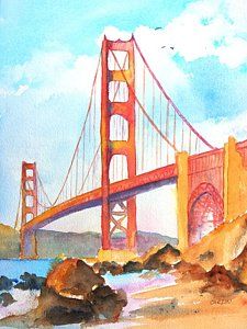 225x300 San Francisco Watercolor Painting - San Francisco Watercolor