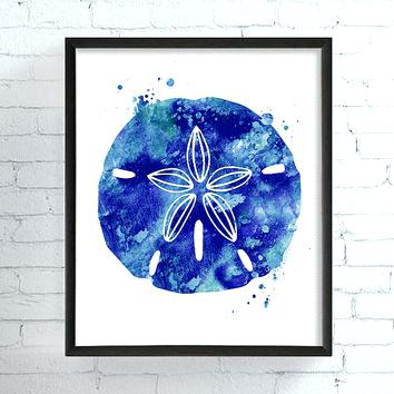 354x354 Sand Dollar Art Print Watercolor Coastal Wall Border Clipart - Sand Dollar Watercolor