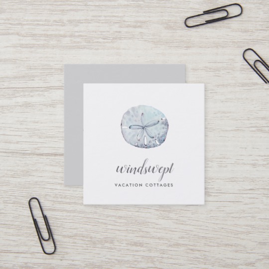 540x540 Watercolor Sand Dollar Square Business Card - Sand Dollar Watercolor