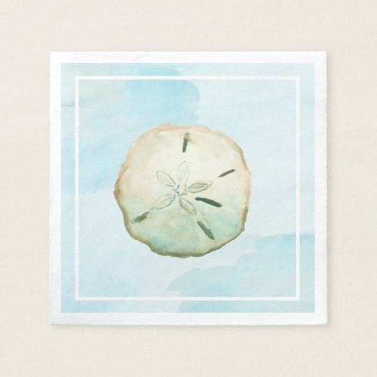 540x540 Blue Watercolor Sand Dollar Napkin - Sand Dollar Watercolor