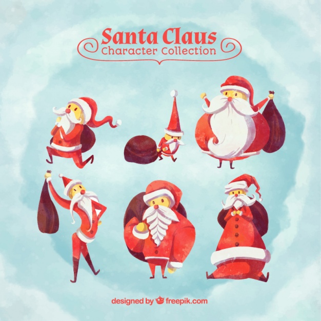 626x626 Watercolor Collection Of Santa Claus Character Vector Free Download - Santa Claus Watercolor