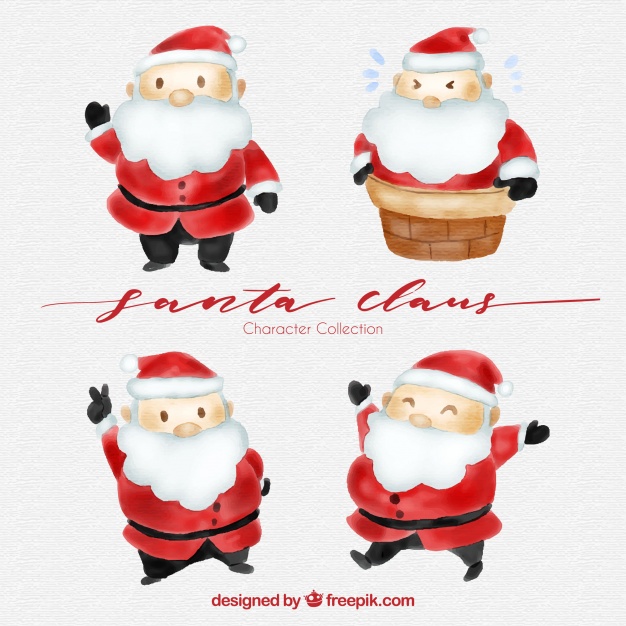 626x626 Watercolor Santa Claus Characters Vector Free Download - Santa Claus Watercolor