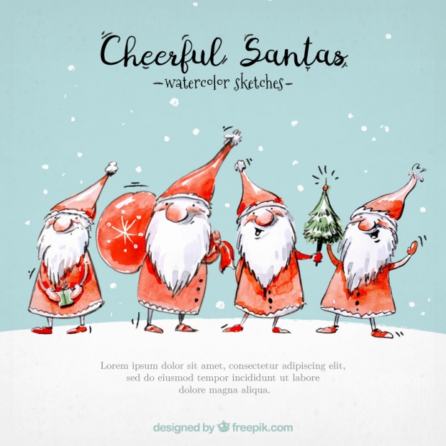 626x626 Watercolor Santa Claus Sketches Vector Free Download - Santa Claus Watercolor