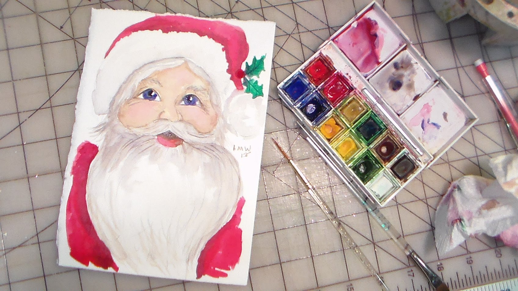 1696x954 How To Paint Santa Watercolor - Santa Claus Watercolor