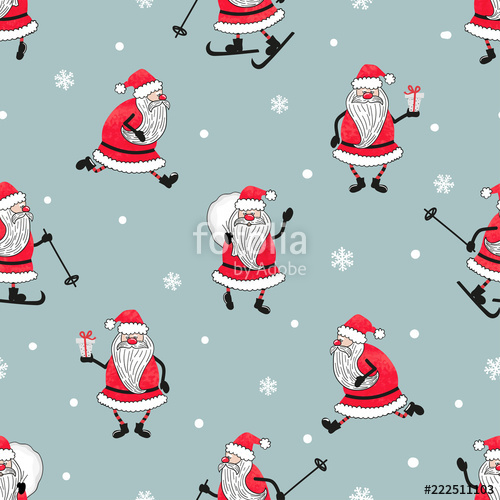 500x500 Christmas Pattern With Watercolor Funny Santa Claus. Stock Image - Santa Claus Watercolor