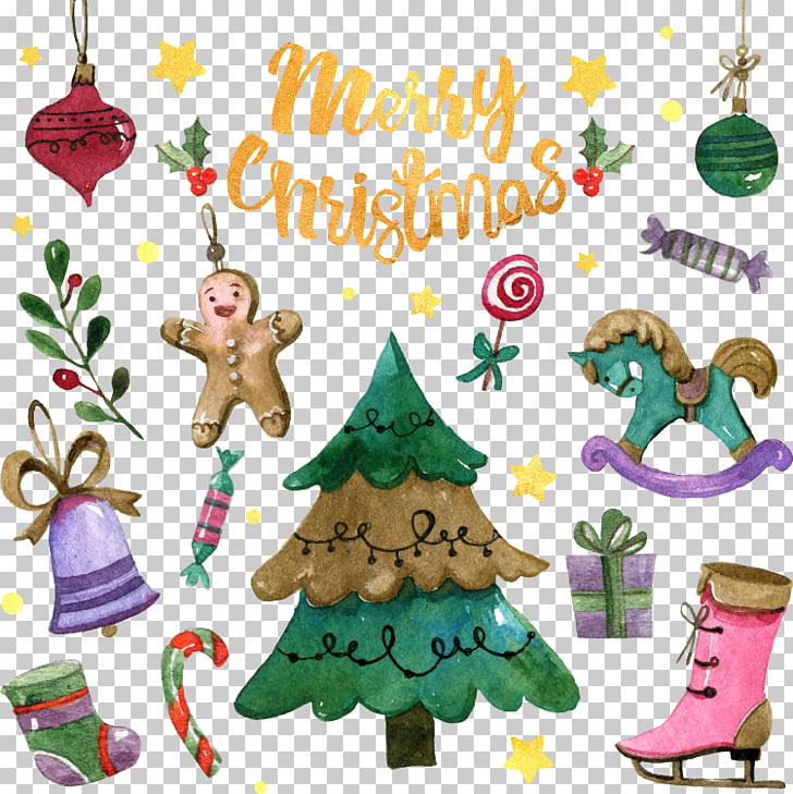 728x729 Christmas Tree Santa Claus , Hand, Painted Watercolor Christmas - Santa Claus Watercolor