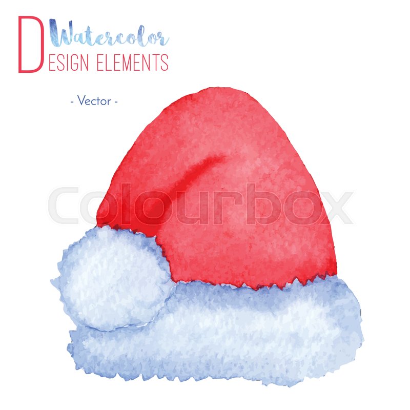 800x800 Hand Painted Watercolor Santa Claus Red Hat. Watercolour Christmas - Santa Claus Watercolor