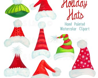 340x270 Santa Hat Clipart Christmas Clip Art Graphics Winter Hats - Santa Hat Watercolor