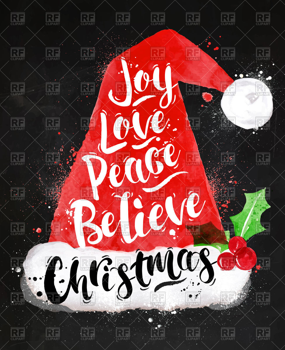 976x1200 Watercolor Christmas Poster With Santa Hat Vector Image Vector - Santa Hat Watercolor
