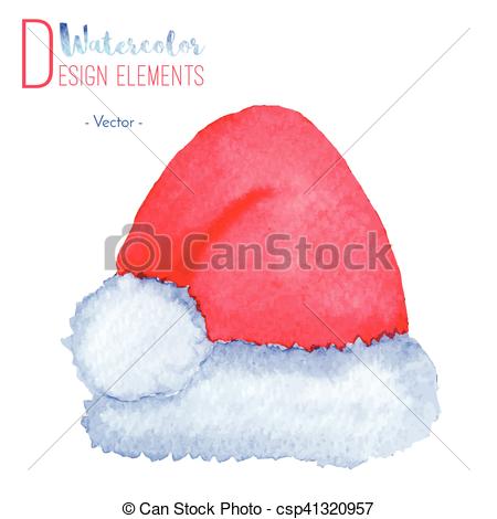 450x470 Hand Painted Santa Claus Red Hat. Hand Painted Watercolor Santa - Santa Watercolor
