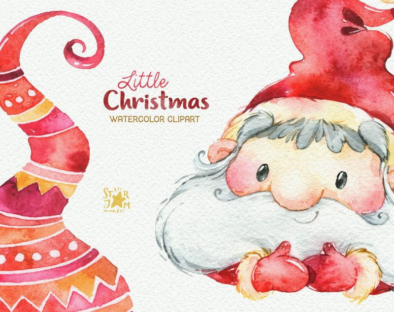800x635 Little Christmas. Watercolor Clipart, Santa Claus, Winter, Cute - Santa Watercolor