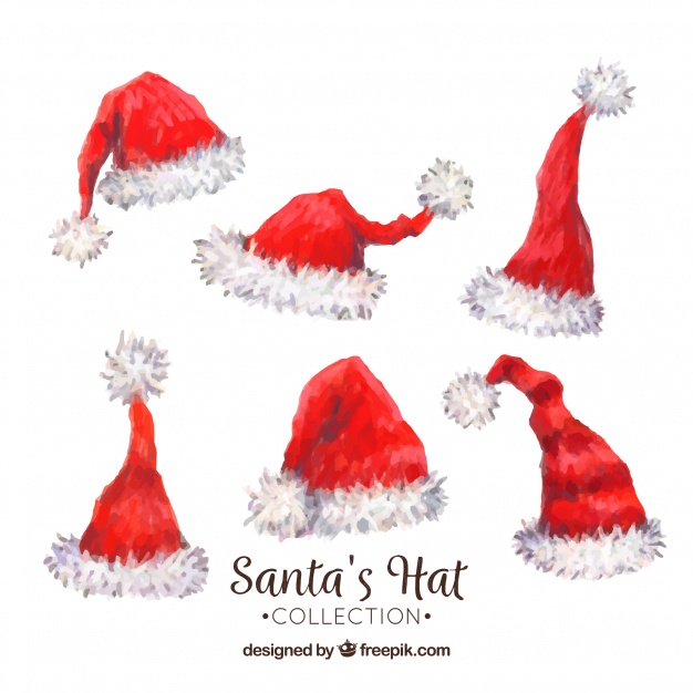 626x626 Set Of Santa Claus Watercolor Hats Vector Free Download - Santa Watercolor