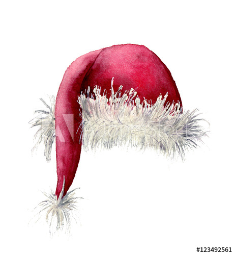 462x500 Watercolor Santa Claus Hat. Hand Painted Christmas Illustration - Santa Watercolor